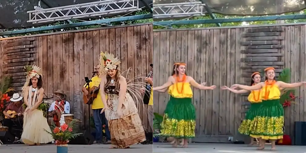 Aloha festival hawaii women dancing traditional dress