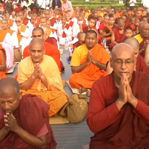 buddha jayanti monks praying