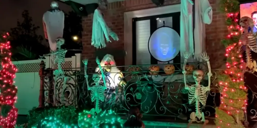 halloween day celebration house decorated with ghosts