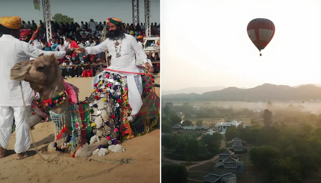 pushkar fair camel races safari hot air balloon rides